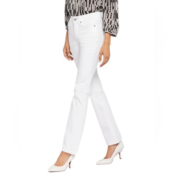 NYDJ Marilyn Straight Optic White Denim Jeans LIFTxTUCK Sz 12 Career Beach - Picture 12 of 12